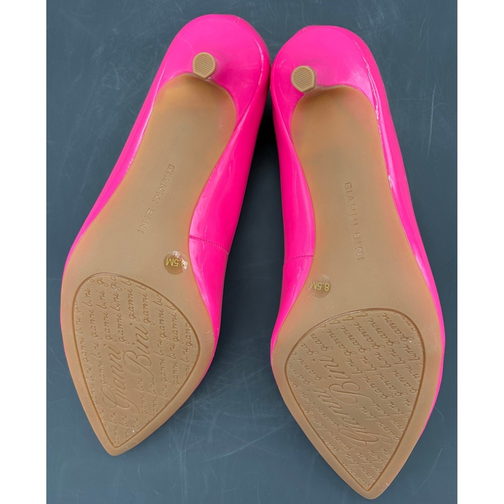 Gianni Bini Hot Pink Patent Leather Kitten Heel Pump 8.5M Pointed Toe Barbiecore - Picture 5 of 8